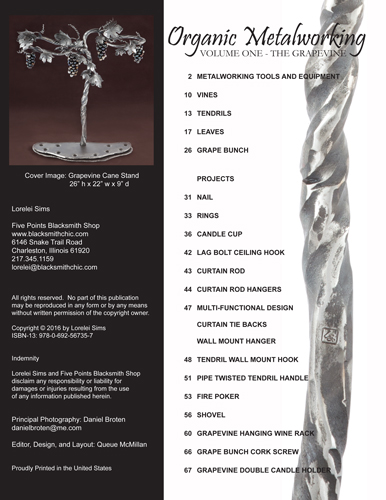 Table of Contents from Organic Metalworking - Volume One - The Grapevine