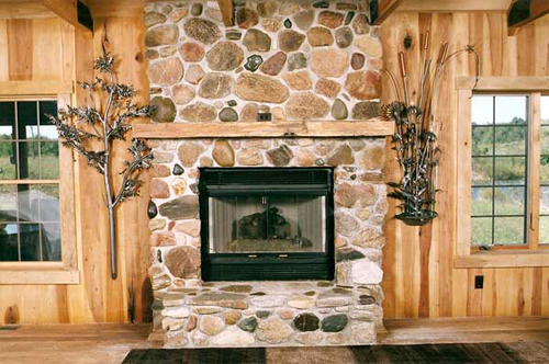 The two wall mount fixtures were designed to compliment the rustic locale of the cabin.