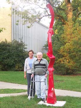 Lorelei and Cary with Sculpture